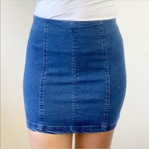 Basic Zip Back Denim Jean Mini Skirt
